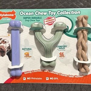 Nylabone Power Dog Ocean Chew Toys Super Durable Arched Bone Bully Braid 3